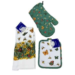 Vintage Revere Mills Quilted Oven Mitt Pot Holder Kitchen Towel 90s Lot Of 3 NEW